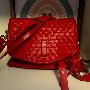 Gryson Red Leather Ellie Woven Handbag
